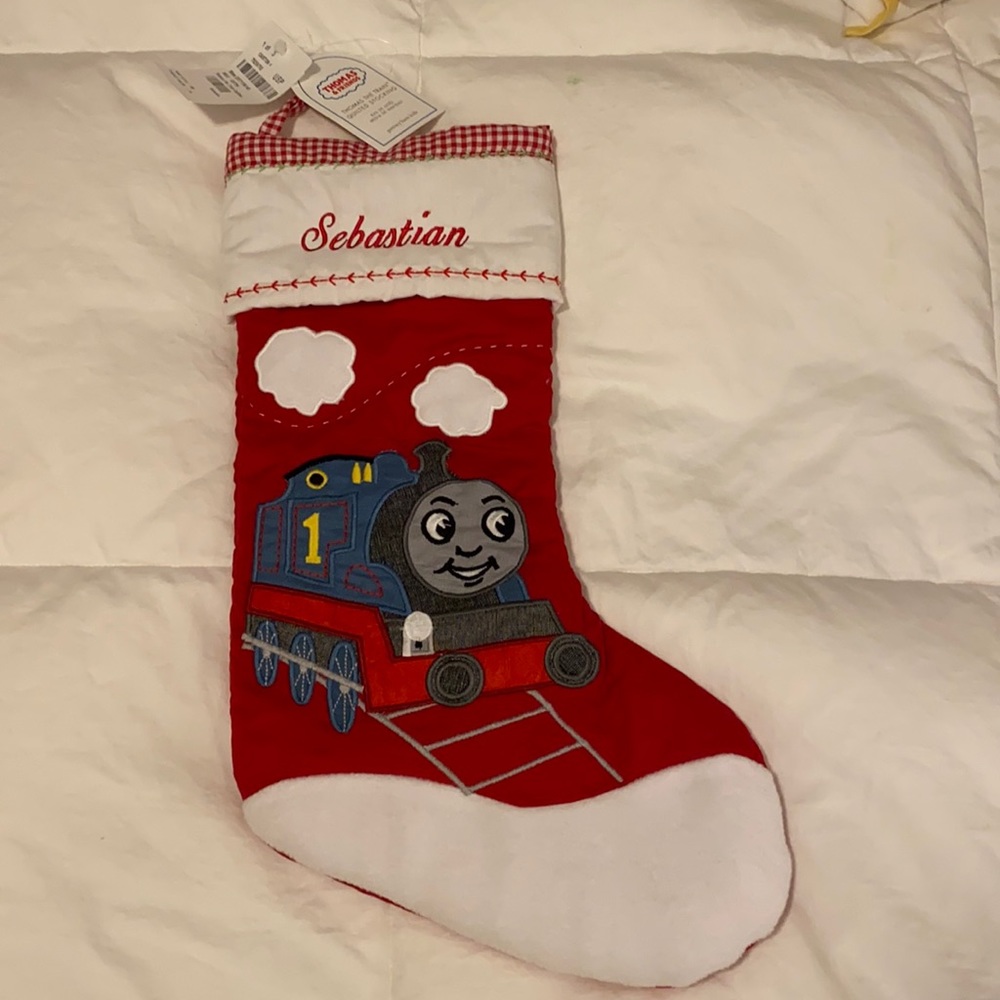 NWT Thomas the Train quilted Christmas stocking Sebastian Pottery Barn